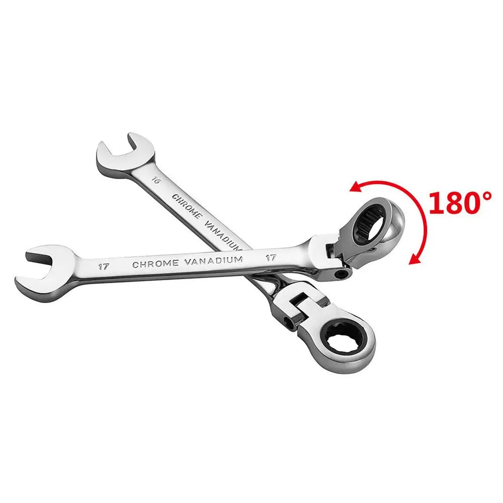 Reversible Ratchet Wrench with 180° Pivoting Head