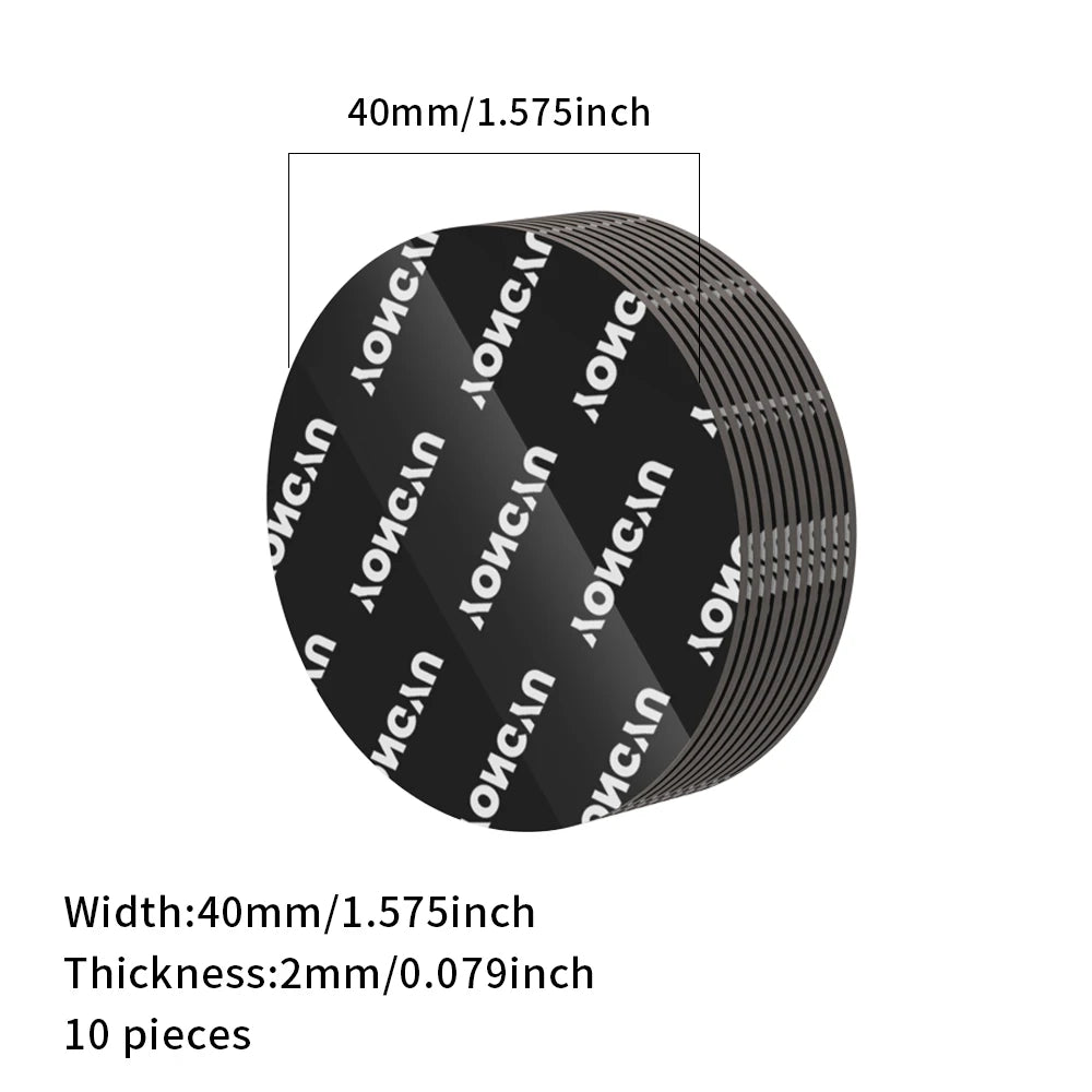 A circular black adhesive pad with a diameter of 40mm and a thickness of 2mm, consisting of 10 pieces.