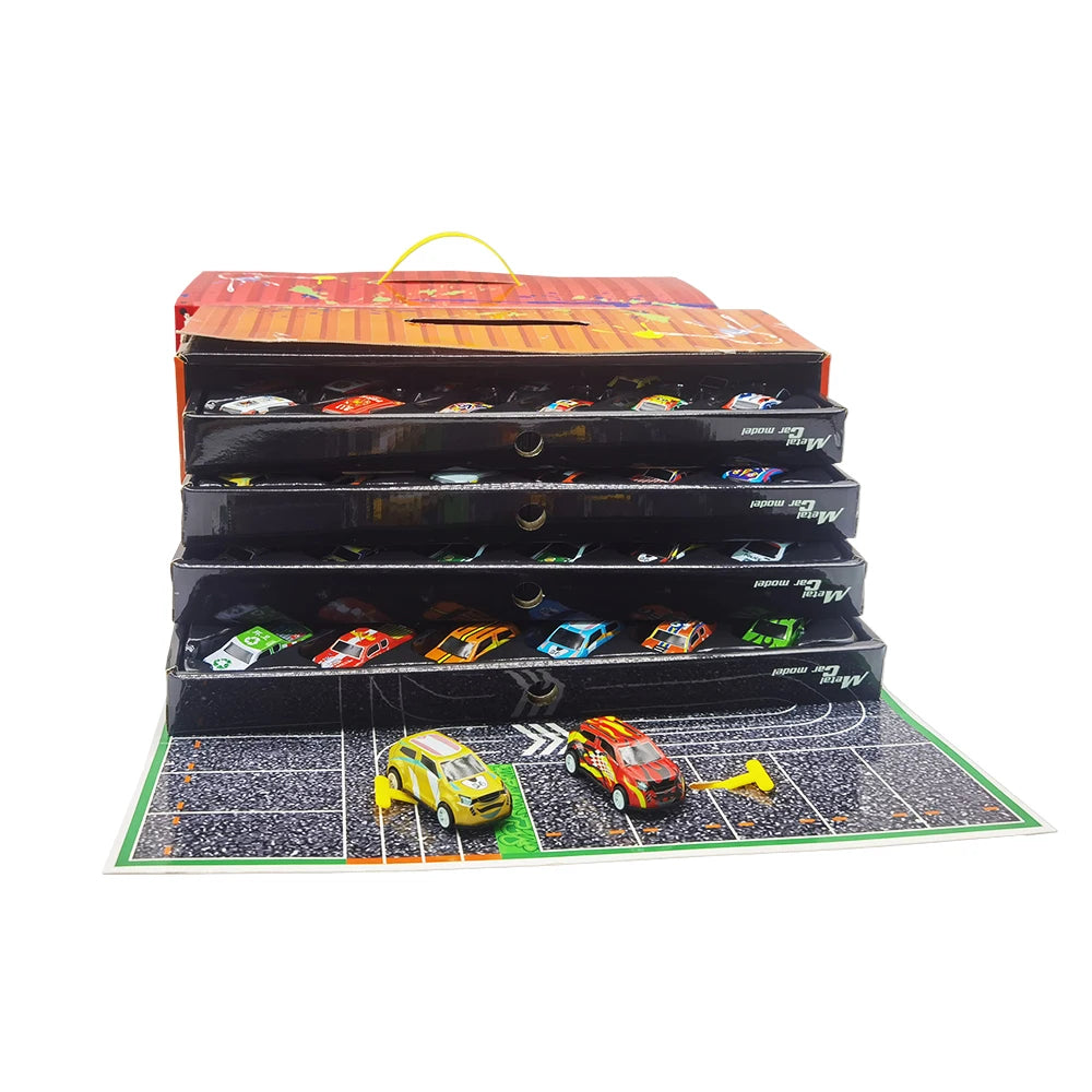 48-Piece Die-Cast Racing Car Set with Storage Case