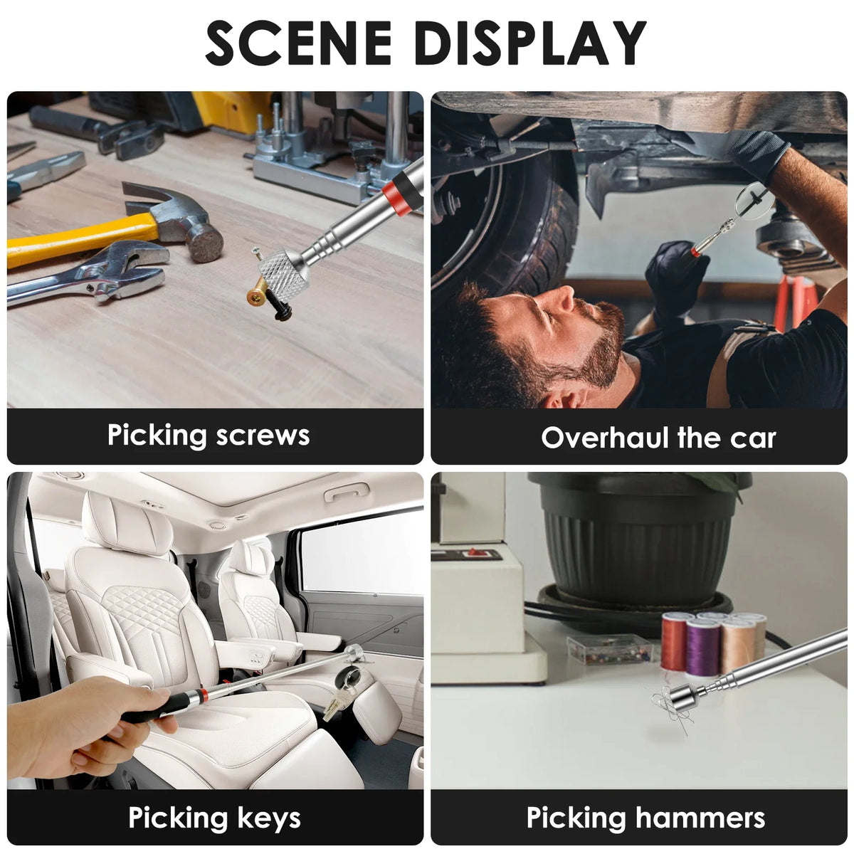 Telescopic Magnetic Pickup Tool with Extendable Handle