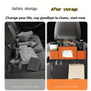 Before and after comparison of a backseat car organizer showing items before and after storage