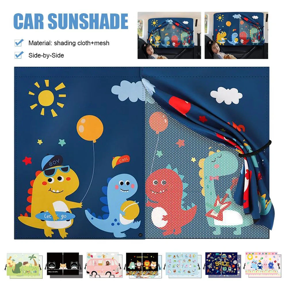 Telescopic Magnetic Car Window Shades with UV Protection and Insect Mesh