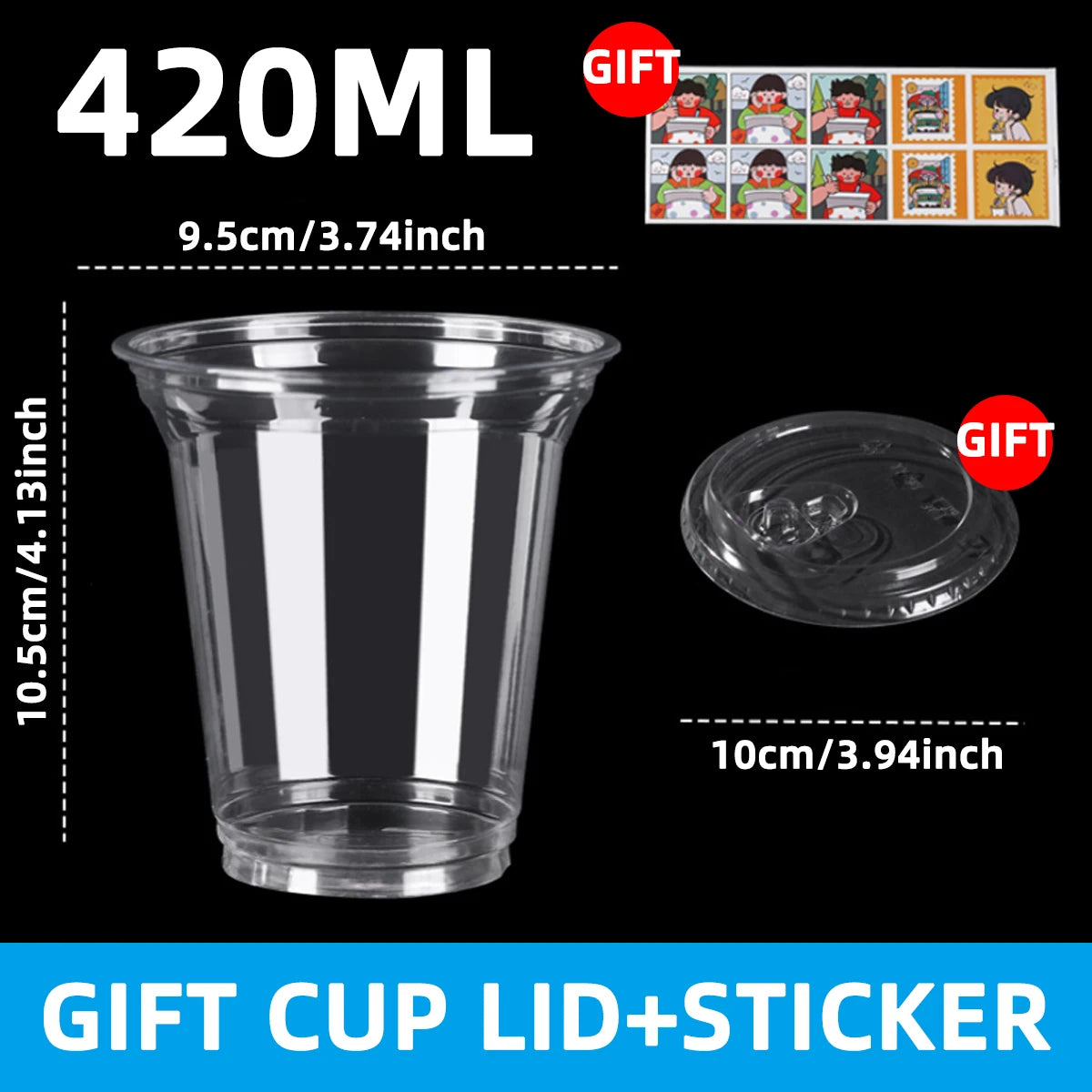 Clear Disposable Plastic Cups with Lids for Iced Drinks