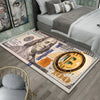 Alfombra antideslizante decorativa con estampado de dólar y Bitcoin.