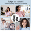 A collage showing various use scenarios for a USB-C wireless lavalier microphone including vlogs, podcasts, live streaming, a