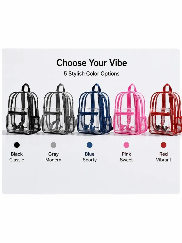 Heavy-Duty Transparent PVC Backpack with Padded Straps