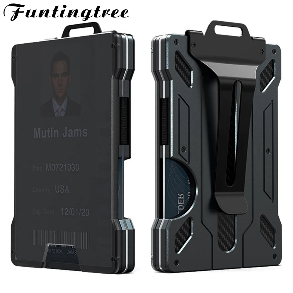 Slim Aluminum RFID Blocking Wallet with ID Window and Money Clip