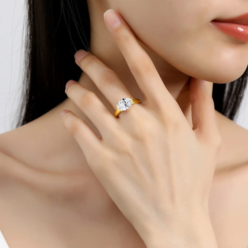 14K Gold Oval Moissanite Ring