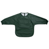 A dark green waterproof long-sleeve art smock for toddlers.