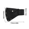 Black durable nylon axe blade cover with a belt loop shown flat
