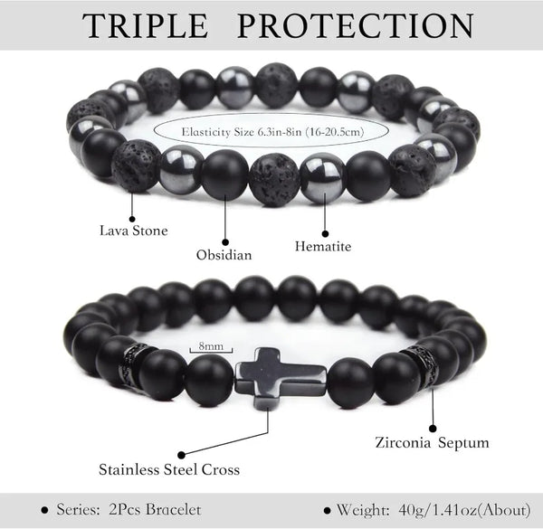 Triple Protection Men's Gemstone Bracelet