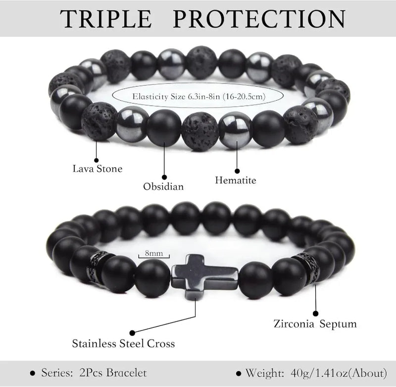 Triple Protection Men's Gemstone Bracelet