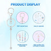 Display of a silver metal beadable keychain bar with various components and assembly options
