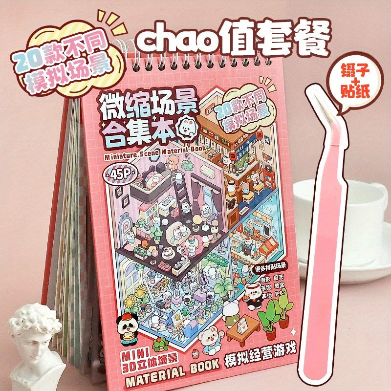 3D Scenic Sticker Book with Tweezers – Forest & Village Designs