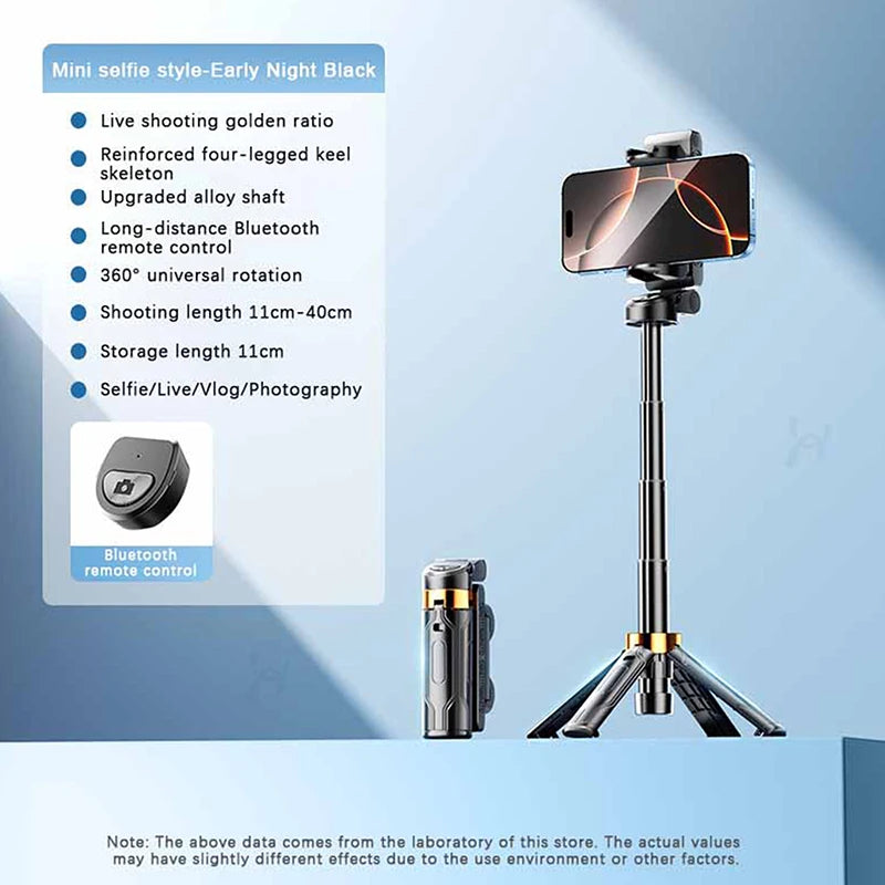 Compact 4-in-1 Selfie Stick with Bluetooth Remote