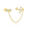 Aretes de Plata de Ley 925 con CZ y Borla de Cadena