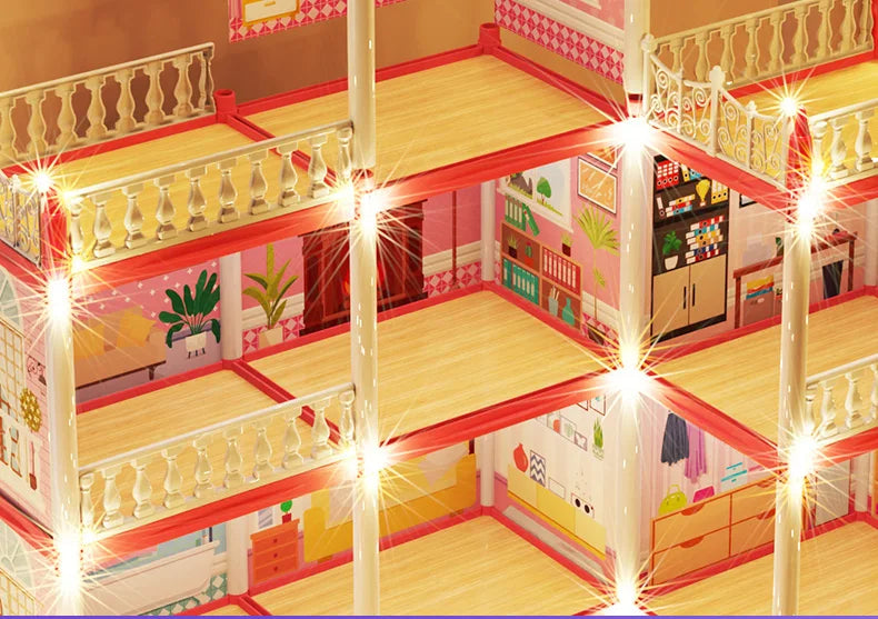 Enchanted Princess Castle DIY Dollhouse with LED Lights