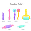 A set of animal-shaped playdough tools in various colors including pink, purple, and yellow.