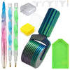A set of detachable diamond painting roller tools including various sizes and a green roller tool.