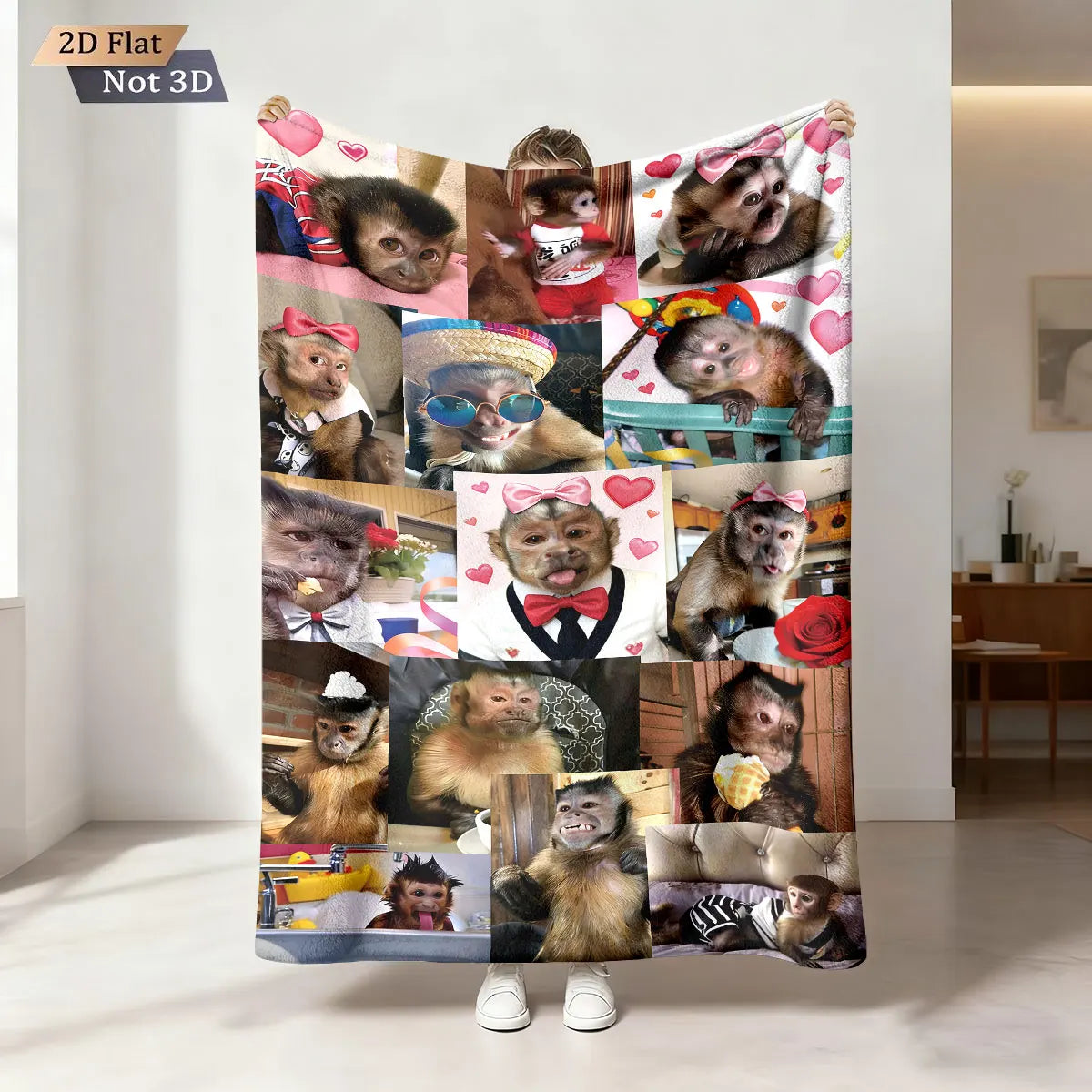 Funny Monkey Print Flannel Blanket – Soft & Cozy Throw