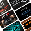 A collection of black and orange credit card skin covers featuring SRT branding, including a Dodge Hellcat theme.