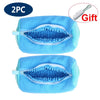 Two blue reusable mesh shoe laundry bags with a gift brush