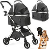 Foldable Pet Stroller with Detachable Carrier
