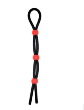 Black silicone cock ring with red accents for endurance and firmer erections