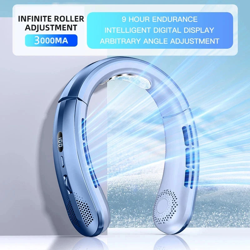 Portable Hanging Neck Fan with Digital Display