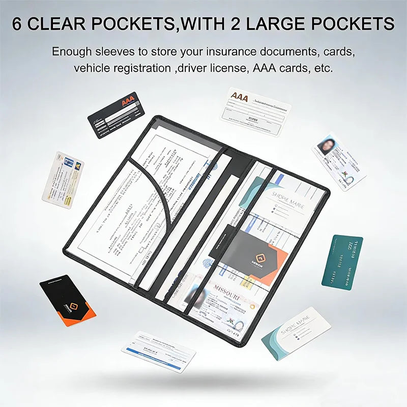 Premium PU Leather Car Document Organizer for Registration and Insurance