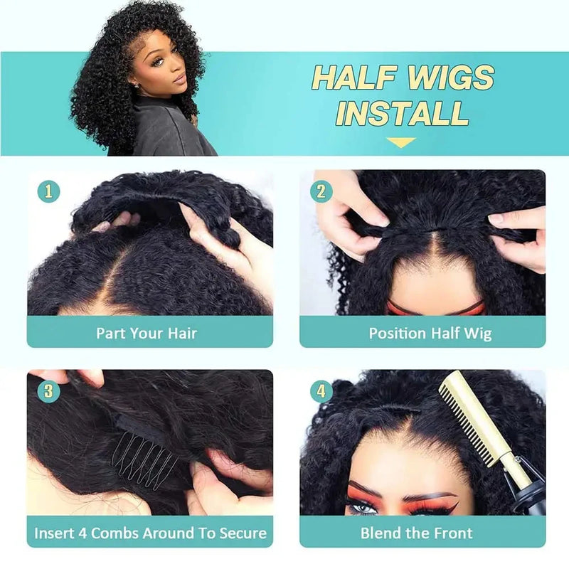 Burmese Curly Half Wig with Drawstring Closure
