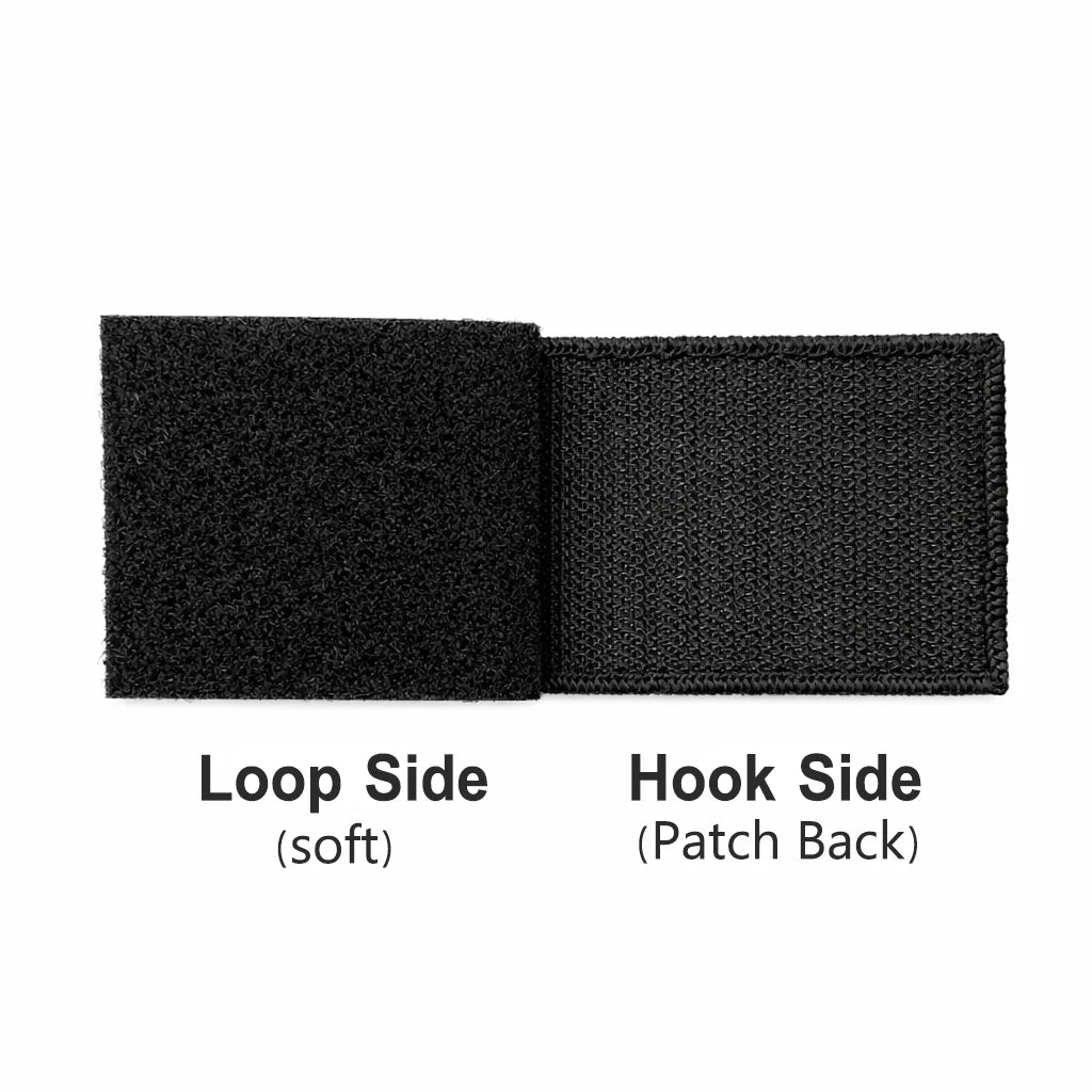 Black embroidered Psalm 144:1 morale patch showing the loop side and hook side.