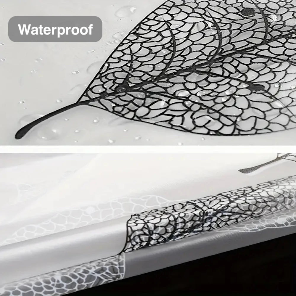 Lightweight PEVA Shower Curtain Liner with Leaf Pattern and Hooks