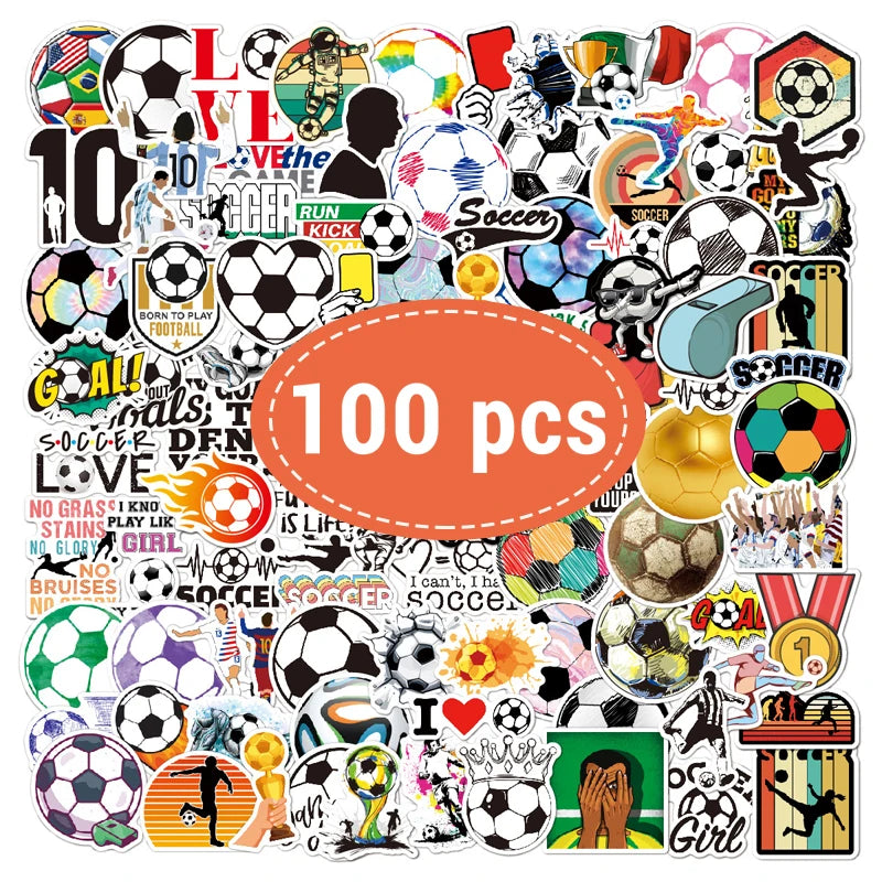 Soccer Sticker Pack – 100 Waterproof Vinyl Decals