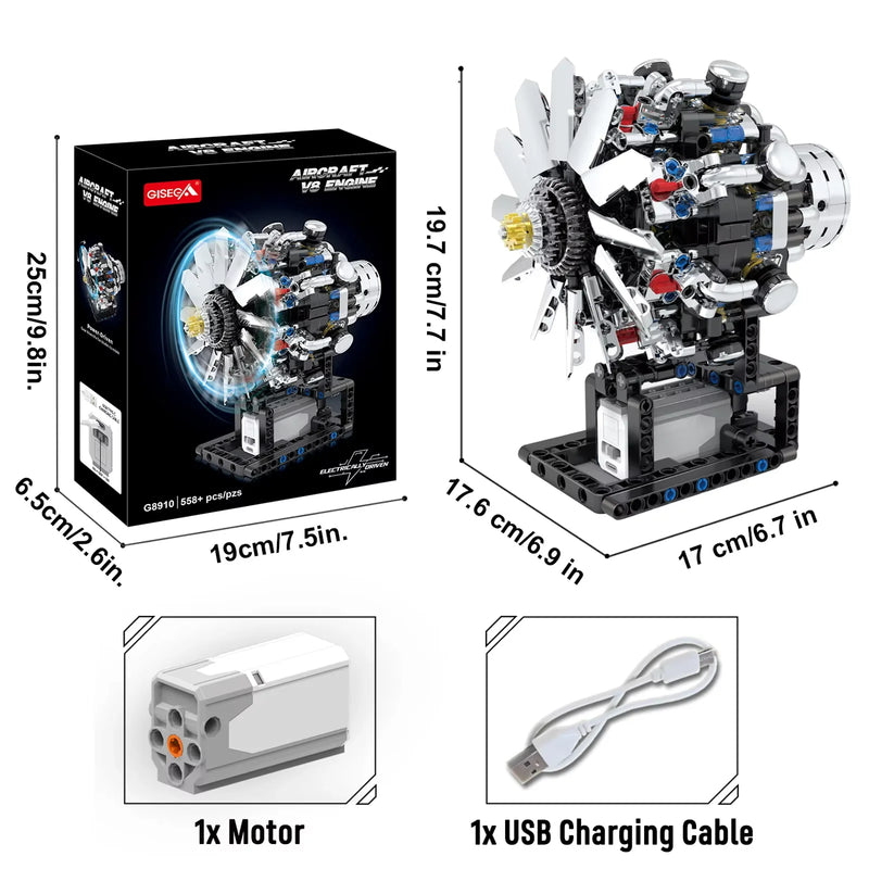 Motorized V8 Engine Building Block Model