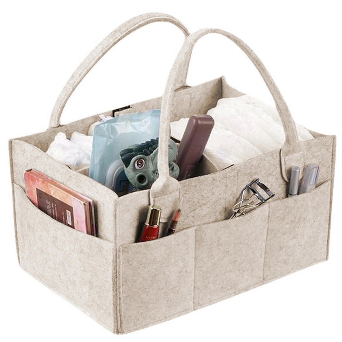 Felt Baby Diaper Caddy Organizer with Pockets and Removable Divider