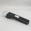 A black handheld insect catcher with a clear plastic collection chamber and a white grip is shown on a white background.
