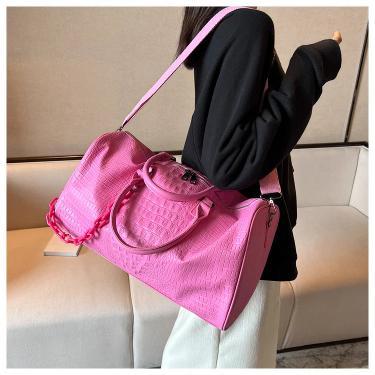 Crocodile Grain Large Capacity Travel Duffle Bag