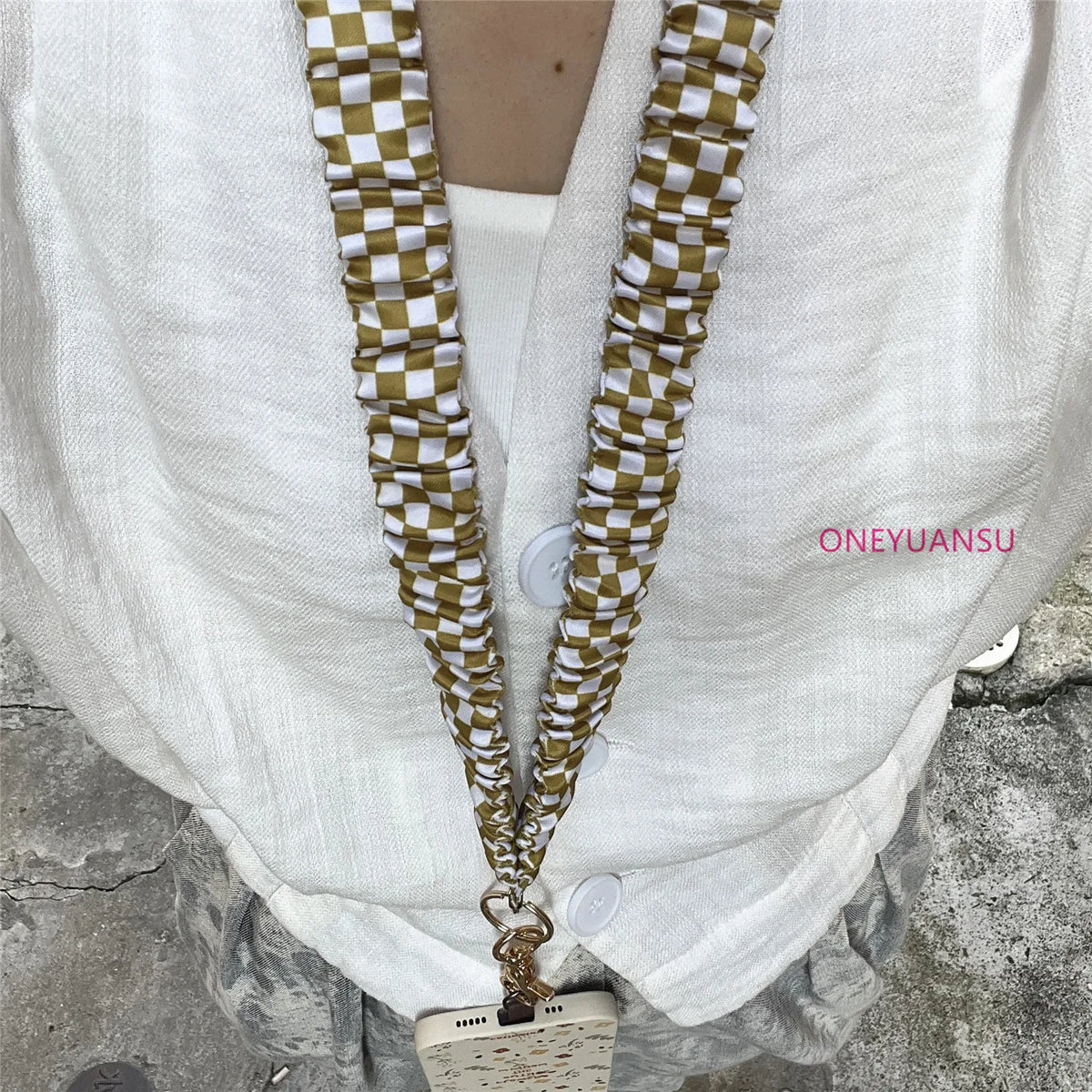 Elegant Gold Keychain Lanyard with Adjustable Neck Strap
