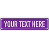 A purple rectangular sign with white text that reads YOUR TEXT HERE.
