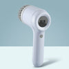 A white cordless electric spin scrubber with a brush head and a digital display showing 77.