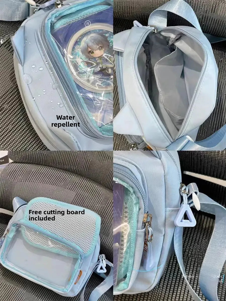 Y2K Transparent Ita Bag with DIY Badge Display Panel