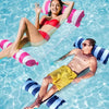 Striped Inflatable Lounge Chair with Net Backrest