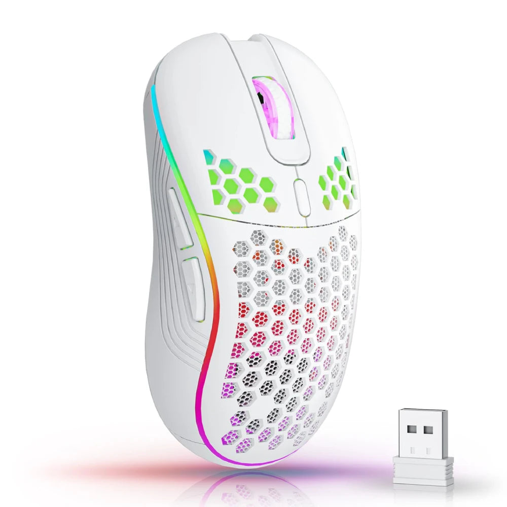 Ergonomic 6-Button Wireless Gaming Mouse with RGB Lighting