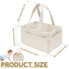 A beige corduroy baby diaper caddy organizer with handles shown from above and to the side.