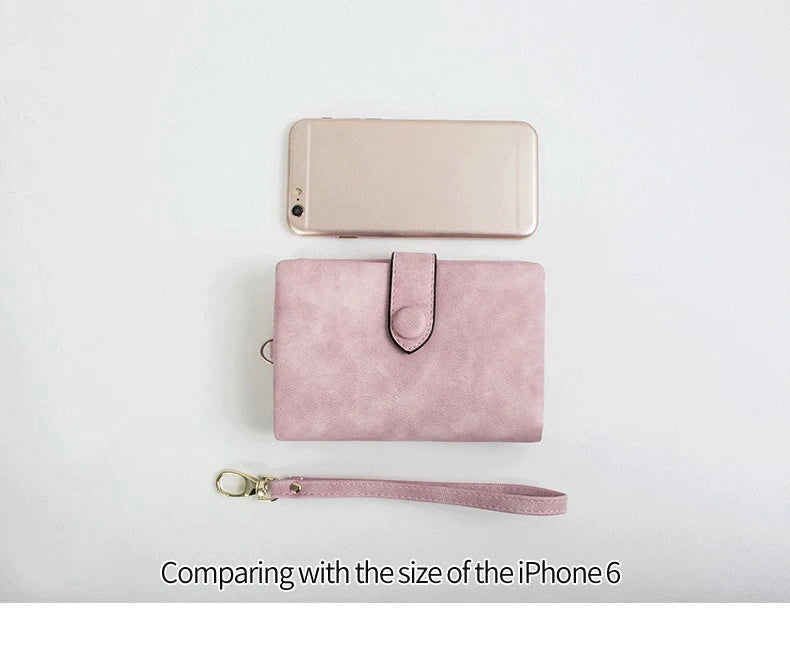 Compact Frosted Tri-Fold Wallet for Women