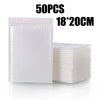 50 pieces of white padded bubble mailers measuring 18 by 20 cm