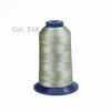 Spool of silver polyester embroidery thread labeled Col. 518
