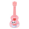 Pink mini ukulele toy guitar with a cat face design and pink body