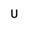 A simple black uppercase letter U on a white background.